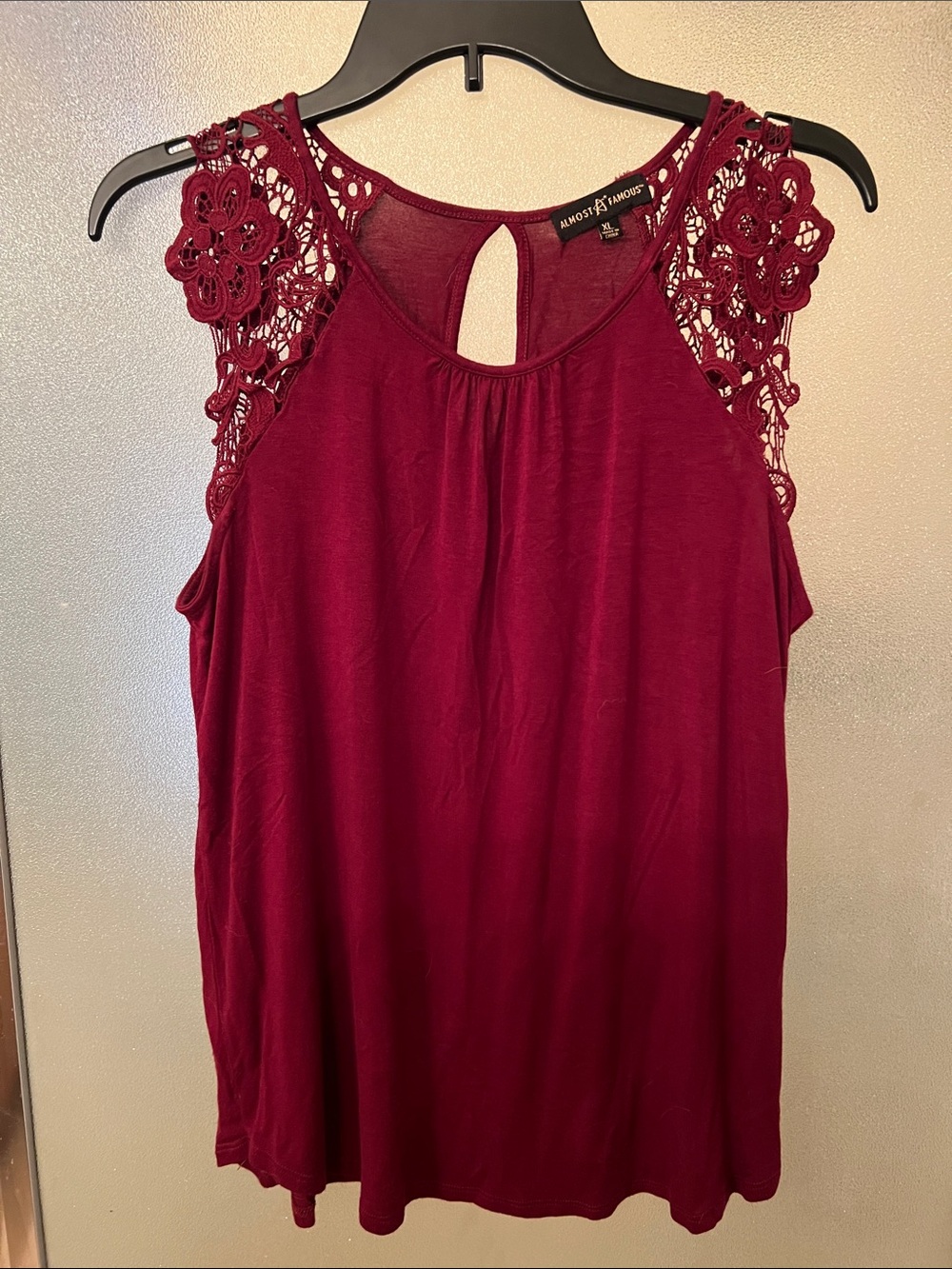 Almost Famous Burgundy Crochet Shoulder Tank